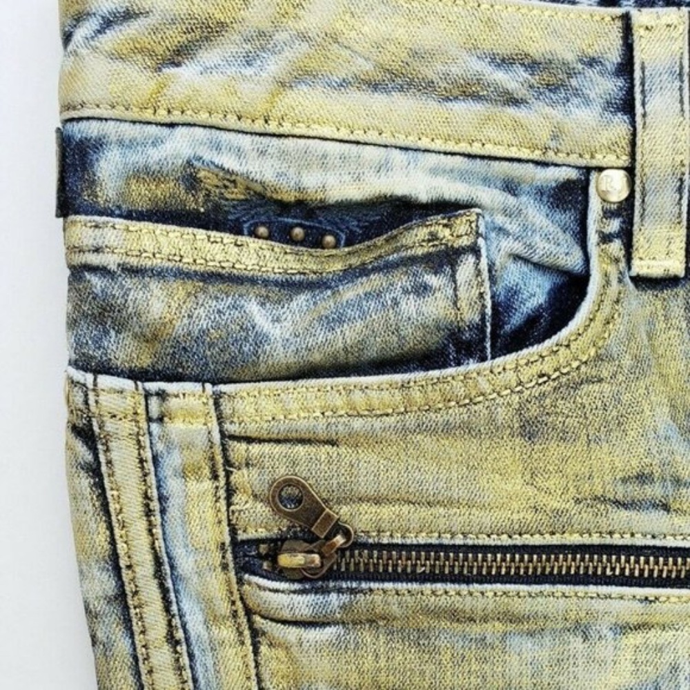 New ROBIN'S JEAN Racer Coated Slim Jeans SZ 40 - Picture 4 of 8